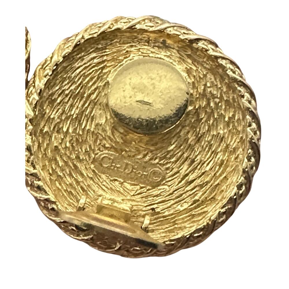 Vintage Christian Dior Earrings & Necklace Set W/ Faux Cabachon Pearl Gold Tone - Picture 12 of 15